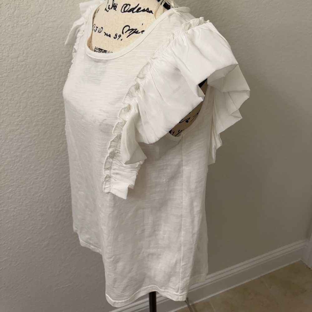 NWT Umgee Ruffled Sleeve 100% cotton top sz M - Picture 2 of 6